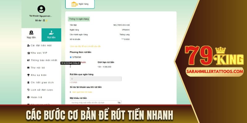 Các bước cơ bản để rút tiền nhanh trên nền tảng