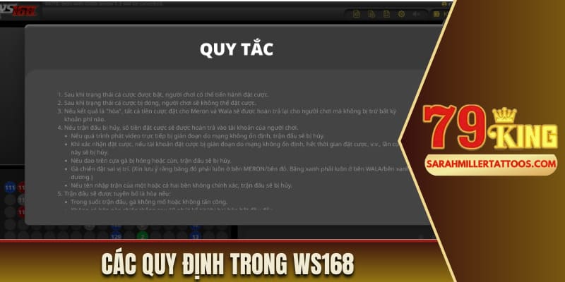 Các quy định trong Ws168