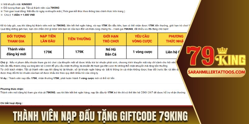 Chào mừng thành viên nạp đầu tặng Giftcode 79King