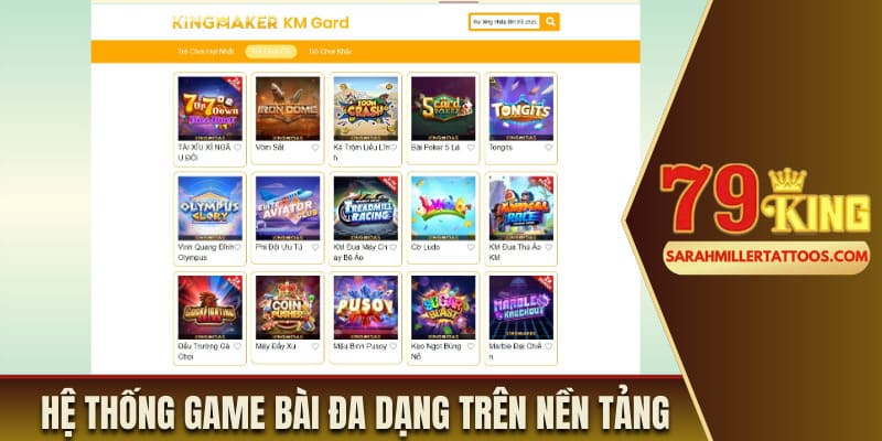 Hệ thống game bài đa dạng trên nền tảng