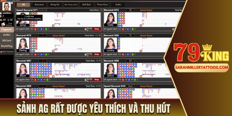 Sảnh AG rất được yêu thích và thu hút tại nhà cái