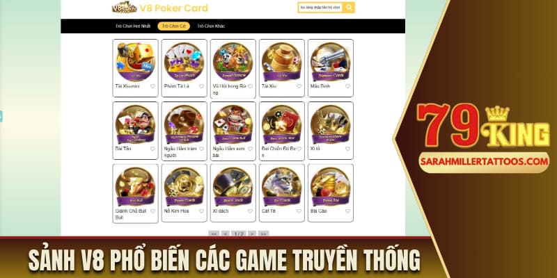 Sảnh V8 cực kỳ phổ biến các game truyền thống