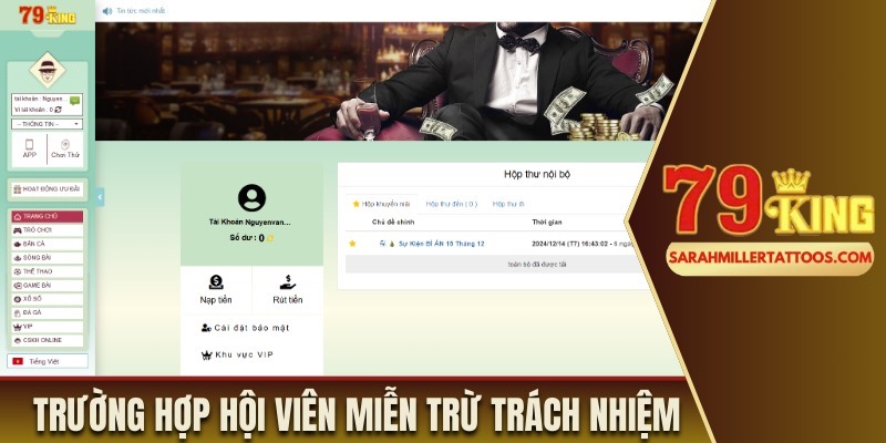 Trường hợp hội viên được miễn trách nhiệm trên nhà cái